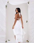 RUBY MAXI DRESS IN WHITE - REAR VIEW