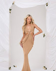 TARA BRAID MAXI DRESS IN CARAMEL GLITTER KNIT