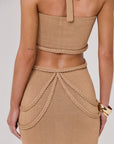 TARA BRAID MAXI DRESS IN CARAMEL GLITTER KNIT - REAR ZOOM