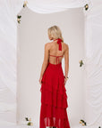 RUBY MAXI DRESS IN RED - REAR VIEW