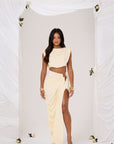 COLE WIRE DETAIL MAXI SKIRT IN BUTTER LEMON - FRONT