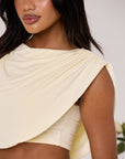 COLE RUCHED CROP TOP IN BUTTER LEMON - ZOOM