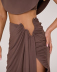 COLE WIRE DETAIL MAXI SKIRT IN CHOCOLATE