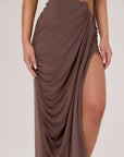 COLE WIRE DETAIL MAXI SKIRT IN CHOCOLATE - ZOOM