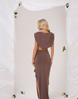 COLE WIRE DETAIL MAXI SKIRT IN CHOCOLATE - BACK