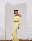 SARA RUFFLE DETAIL MAXI SKIRT IN LEMON