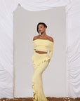 SARA RUFFLE DETAIL MAXI SKIRT IN LEMON