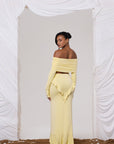 SARA RUFFLE DETAIL MAXI SKIRT IN LEMON