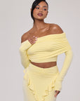 SARA LONG SLEEVE BARDOT TOP IN LEMON