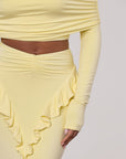 SARA RUFFLE DETAIL MAXI SKIRT IN LEMON