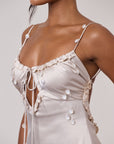 LENA SATIN MAXI IN CHAMPAGNE
