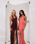 HOLLY CROCHET FLOWER MAXI DRESS IN DARK CHOCOLATE